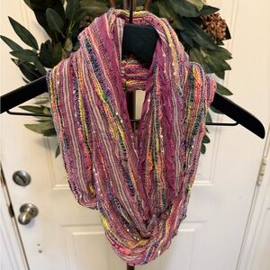 Dainty Boho Multi Color Lightweight Open Knit Infinity Scarf